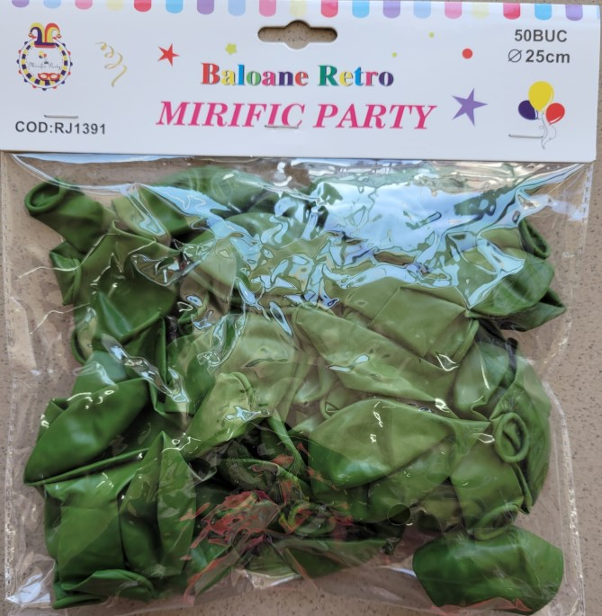 Set 50 baloane latex retro verde deschis 25 cm [7]