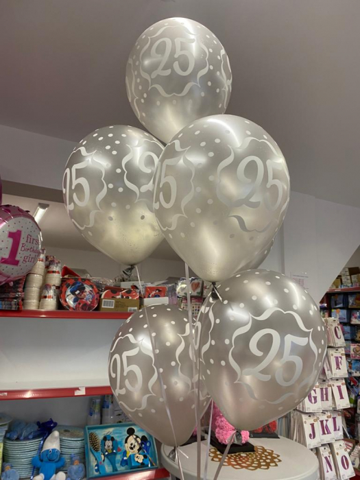 Set 6 baloane latex 25 ani argintiu 30 cm [4]