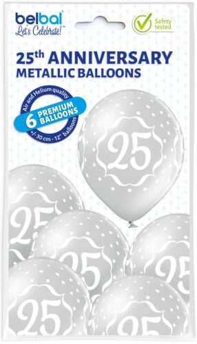 Set 6 baloane latex 25 ani argintiu 30 cm [3]