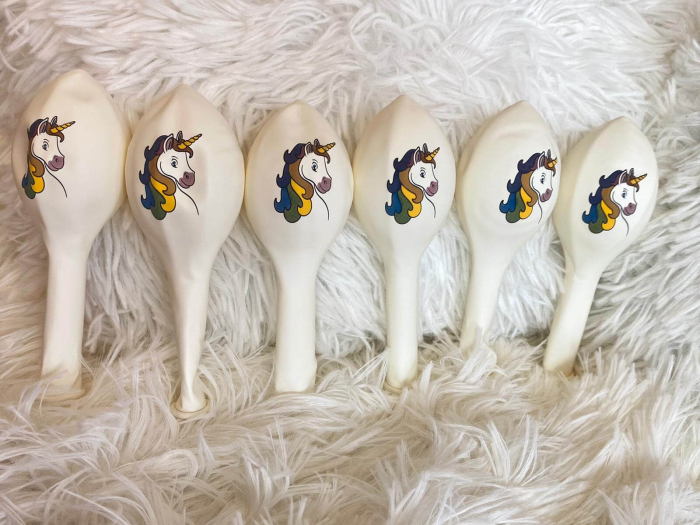 Set 6 baloane latex alb cu cap unicorn 30 cm [4]