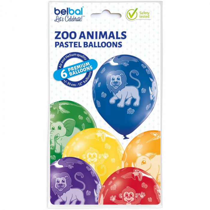 Set 6 baloane latex animale zoo 30 cm 5414391004502 [8]