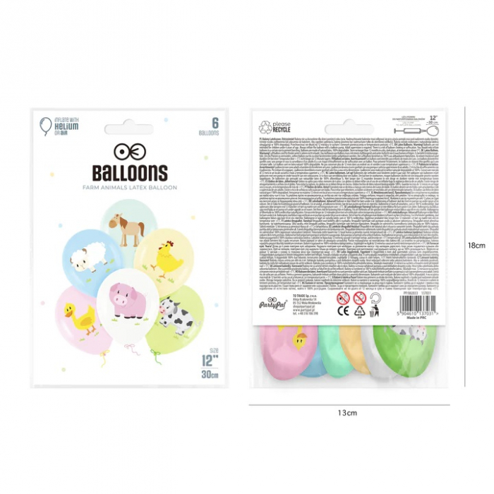 Set 6 baloane latex animalute ferma 30 cm [10]