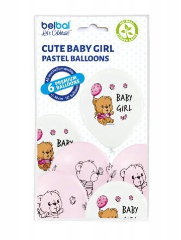 Set 6 baloane latex Baby Girl Ursulet 30 cm [3]