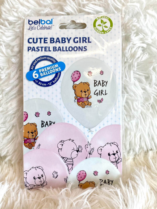Set 6 baloane latex Baby Girl Ursulet 30 cm [5]