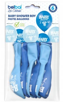 Set 6 baloane latex Baby Shower Baiat 27 cm [4]