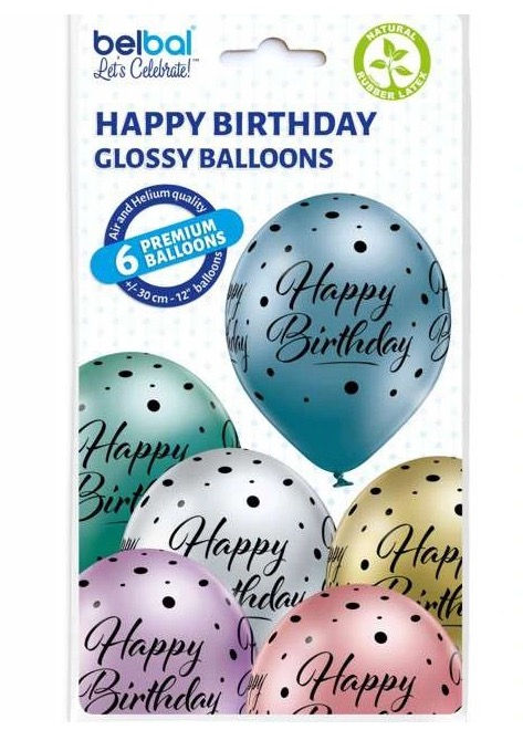 Set 6 baloane latex chrom Happy Birthday 30 cm [11]