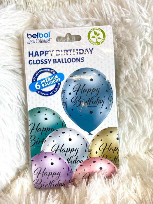 Set 6 baloane latex chrom Happy Birthday 30 cm [10]