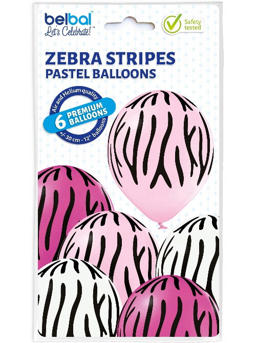 Set 6 baloane latex dungi zebra 30 cm [5]