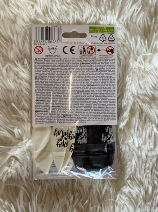 Set 6 baloane latex Happy Birthday alb si negru 30 cm [6]
