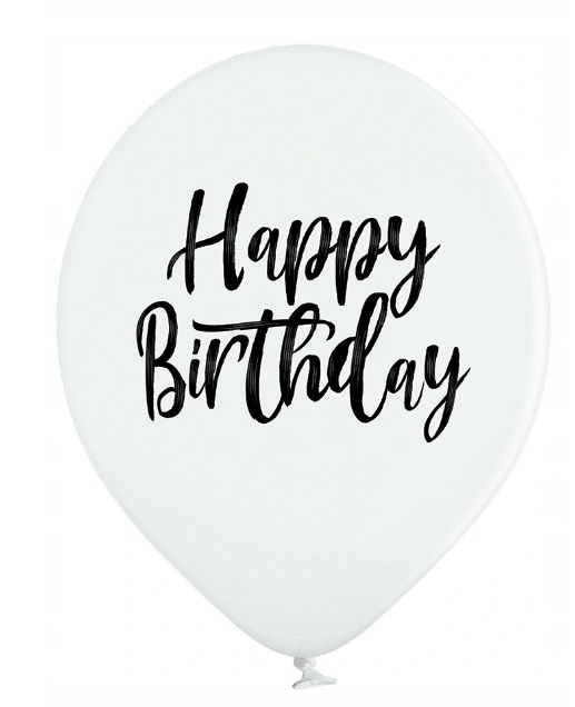 Set 6 baloane latex Happy Birthday alb si negru 30 cm [3]