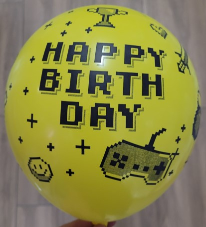 Set 6 baloane latex Happy Birthday consola/jocuri 30 cm [4]