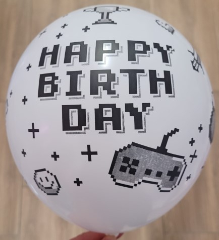 Set 6 baloane latex Happy Birthday consola/jocuri 30 cm [3]