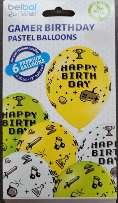 Set 6 baloane latex Happy Birthday consola/jocuri 30 cm [7]