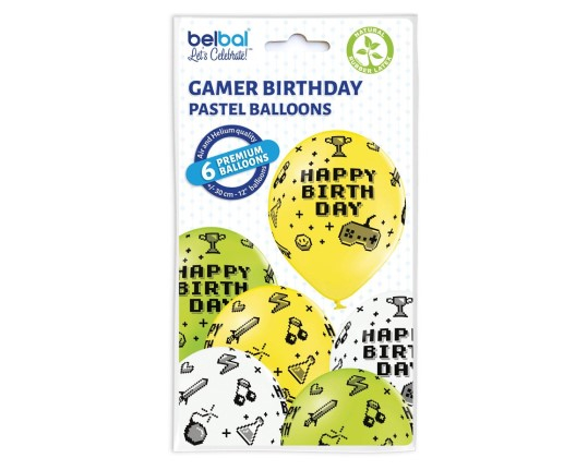 Set 6 baloane latex Happy Birthday consola/jocuri 30 cm [8]