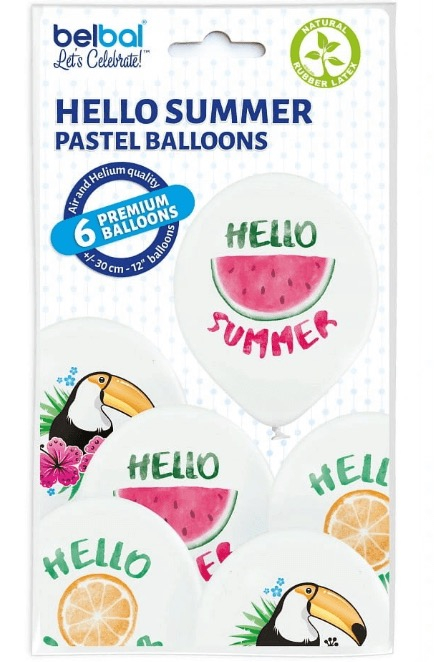 Set 6 baloane latex Hello Summer/Vara 30 cm [6]