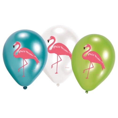 Set 6 baloane latex imprimate Flamingo 27,5 cm