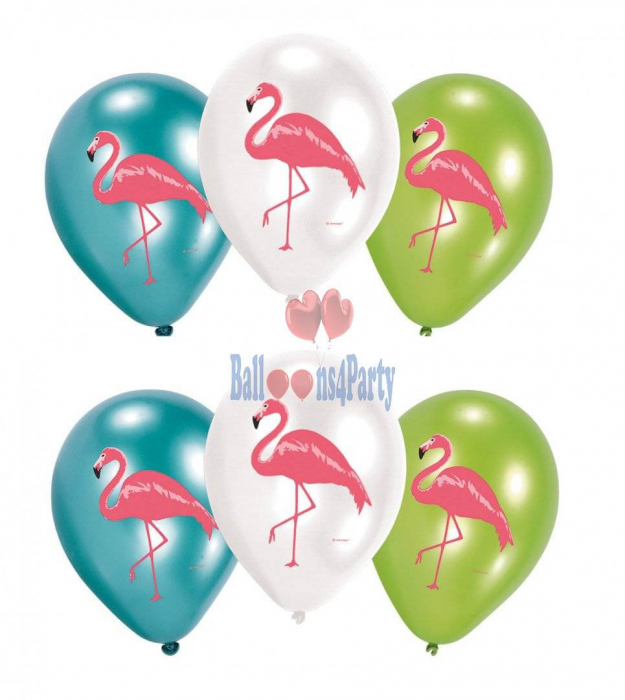 Set 6 baloane latex imprimate Flamingo 27,5 cm [7]