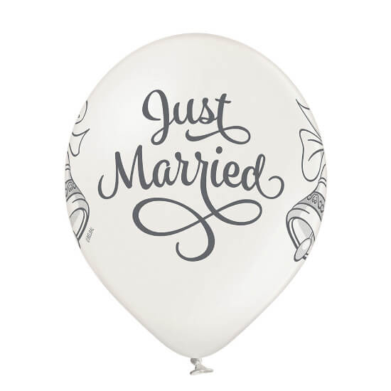 Set 6 baloane latex Just Married clopotel 30 cm [3]