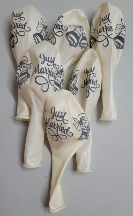 Set 6 baloane latex Just Married clopotel 30 cm [9]