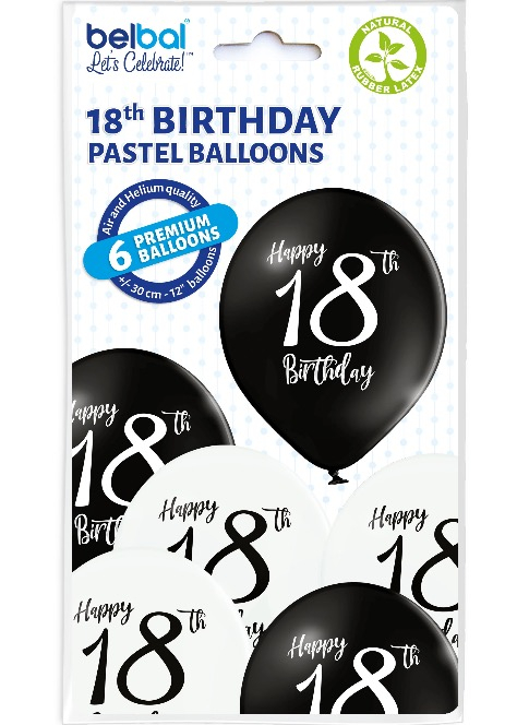 Set 6 baloane latex majorat alb negru 30 cm [4]