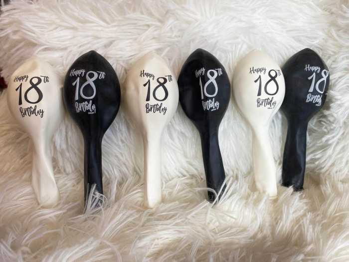 Set 6 baloane latex majorat alb negru 30 cm [5]