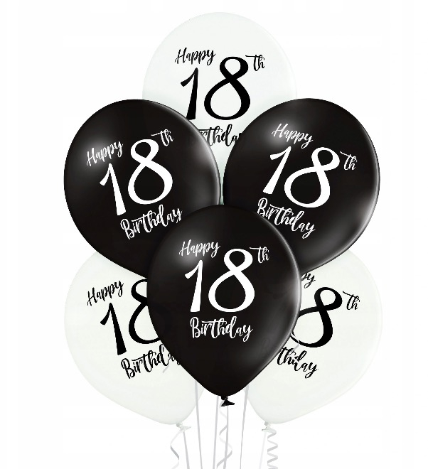 Set 6 baloane latex majorat alb negru 30 cm