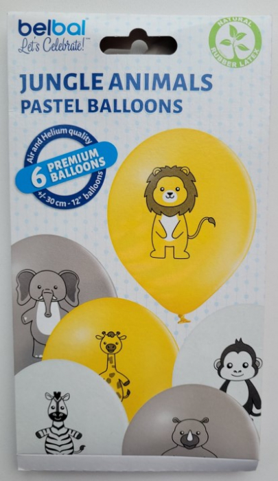 Set 6 baloane latex pastel animale zoo 30 cm [9]