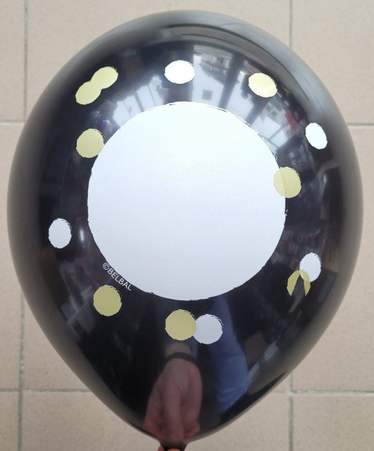Set 6 baloane latex personalizabile negru cu alb 30 cm [3]