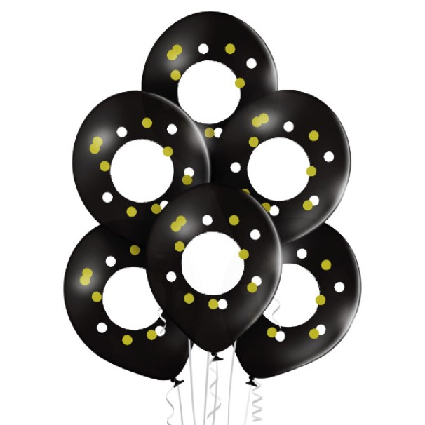Set 6 baloane latex personalizabile negru cu alb 30 cm [2]