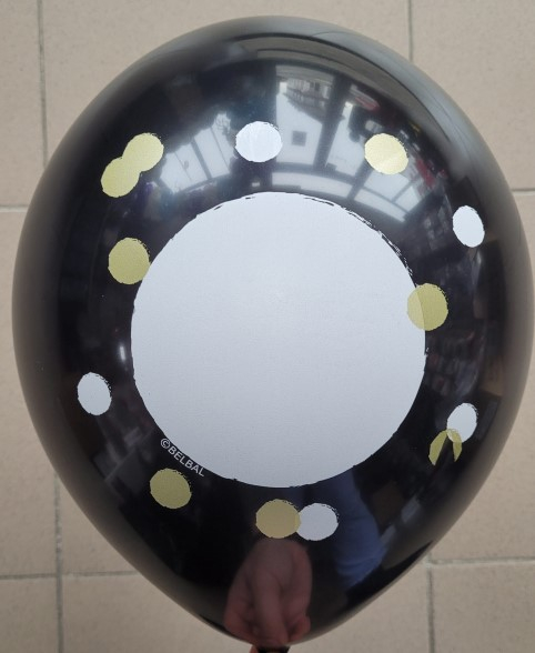 Set 6 baloane latex personalizabile negru cu alb 30 cm [4]