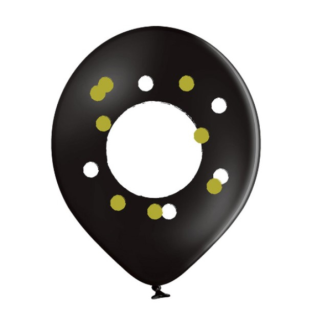 Set 6 baloane latex personalizabile negru cu alb 30 cm