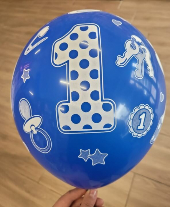 Set 6 baloane latex prima aniversare albastru 30cm [3]