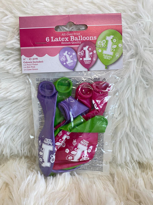 Set 6 baloane latex Prima Aniversare fata 27.5 cm [2]