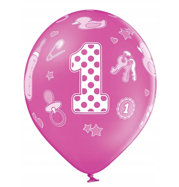 Set 6 baloane latex prima aniversare roz 30cm [12]