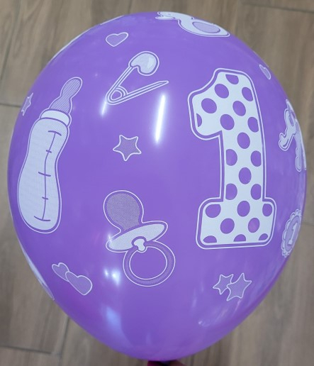 Set 6 baloane latex prima aniversare roz 30cm [4]