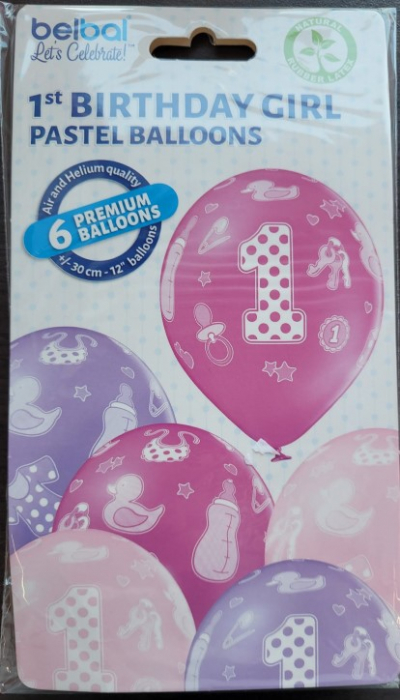 Set 6 baloane latex prima aniversare roz 30cm [7]