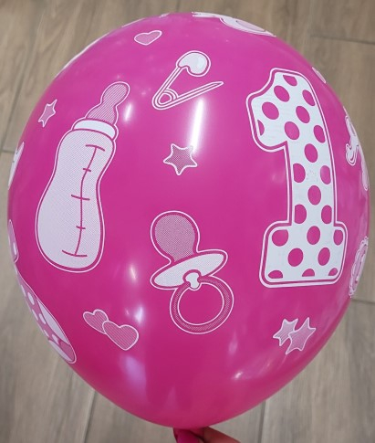 Set 6 baloane latex prima aniversare roz 30cm [3]