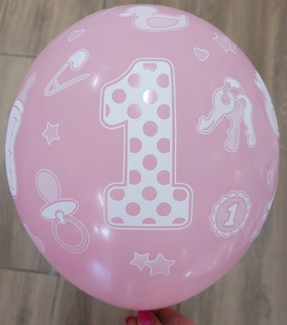 Set 6 baloane latex prima aniversare roz 30cm [2]