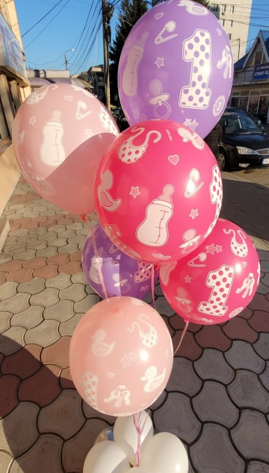 Set 6 baloane latex prima aniversare roz 30cm [5]