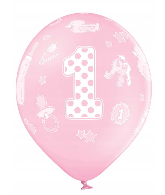 Set 6 baloane latex prima aniversare roz 30cm [10]