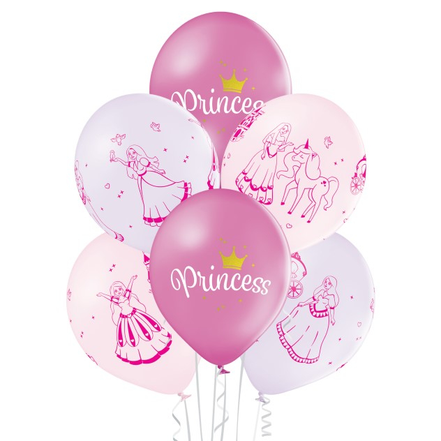 Set 6 baloane latex printese princess 30 cm