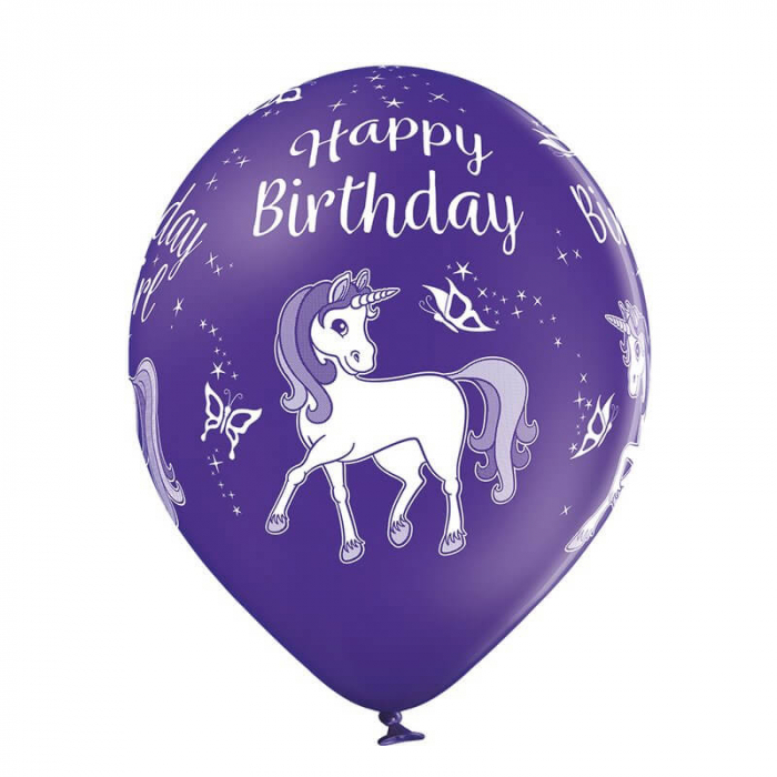 Set 6 baloane latex Unicorn Happy Birthday 30cm [6]