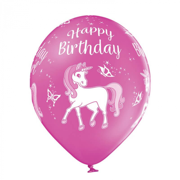 Set 6 baloane latex Unicorn Happy Birthday 30cm [4]