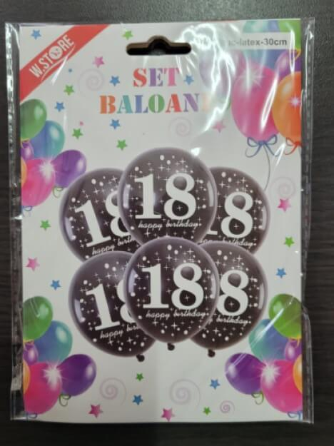 Set 6 baloane negre 18 ani Happy Birthday 30 cm [4]