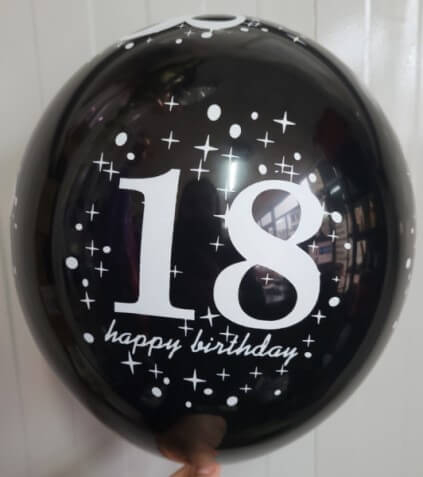 Set 6 baloane negre 18 ani Happy Birthday 30 cm [2]