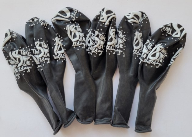 Set 6 baloane negre Majorat 18 ani 30 cm [2]