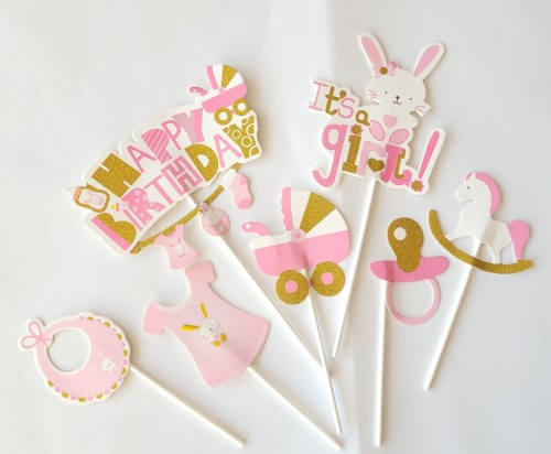 Set 7 decoratiuni briosa / tort bebe fata 7 cm [2]