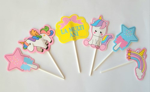 Set 6 decoratiuni briosa / tort unicorn 8 cm [2]