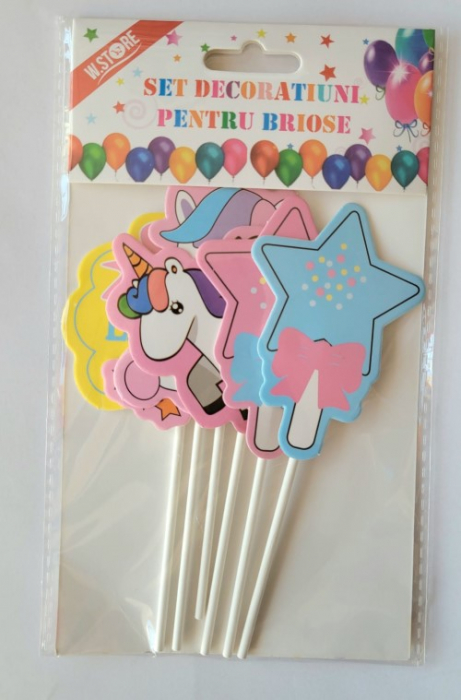 Set 6 decoratiuni briosa / tort unicorn 8 cm [3]