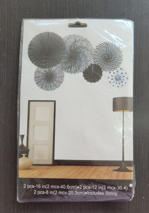 Set 6 decoratiuni tip evantai alb cu negru [4]